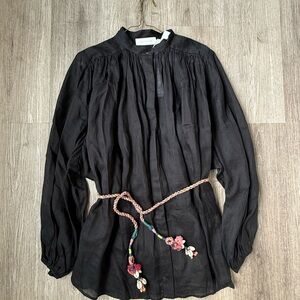Zimmermann Edie Batwing Ramie Shirt NWT Black Size AU3 / US10